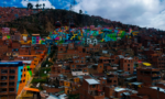 Photograph of a city with many colorful buildings.