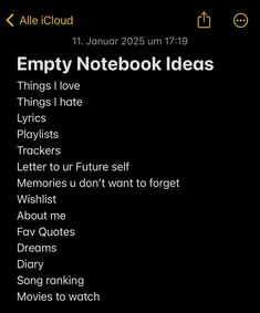 an empty notebook with the text'empty notebook ideas '