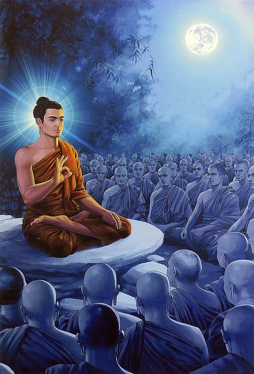 Lord Buddha Preaching to Monks - Poster | Buddha art, Buddhism meditation, Buddha image