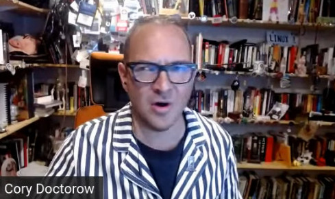 A screenshot of me at my desk, doing a livecast.