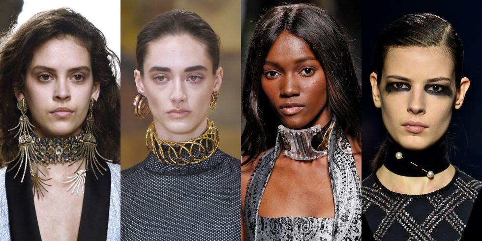 We'll always have love in our hearts for the thin, velvet ribbon chokers of the '90s, but this season it's all about major statement chokers that fully cover your neck.
As seen at Lanvin, Loewe, Balmain, and Dries Van Noten