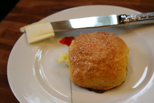 Saffron bun--warm and about to be eaten
