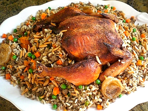 Citrus & Herbs Roasted Chicken Stuffed with Rice & Vegetables