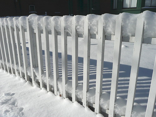 Snow, slats, and shadows