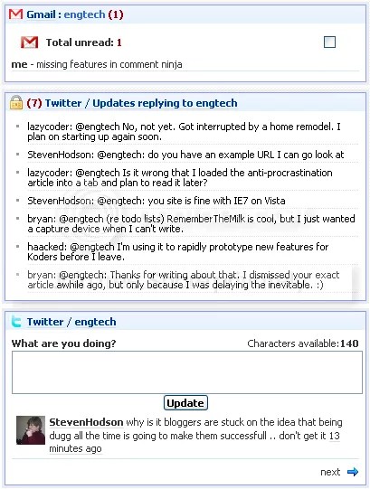 netvibes blog maintenance communication twitter