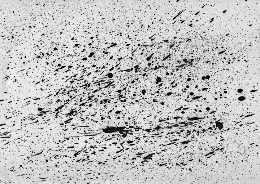 Heavy ink spatter on white background
