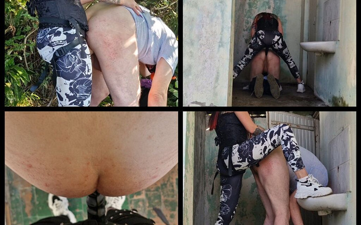 Dominatrix Nika: Metendo nos arbustos na natureza perto da ferrovia e pegging...