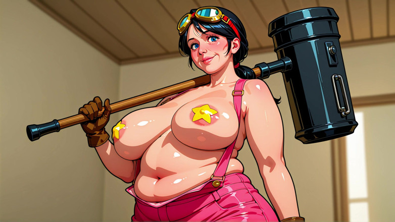 AI Porn: 젖탱이를 내세우고 있는 해머 타임 Ai 여자