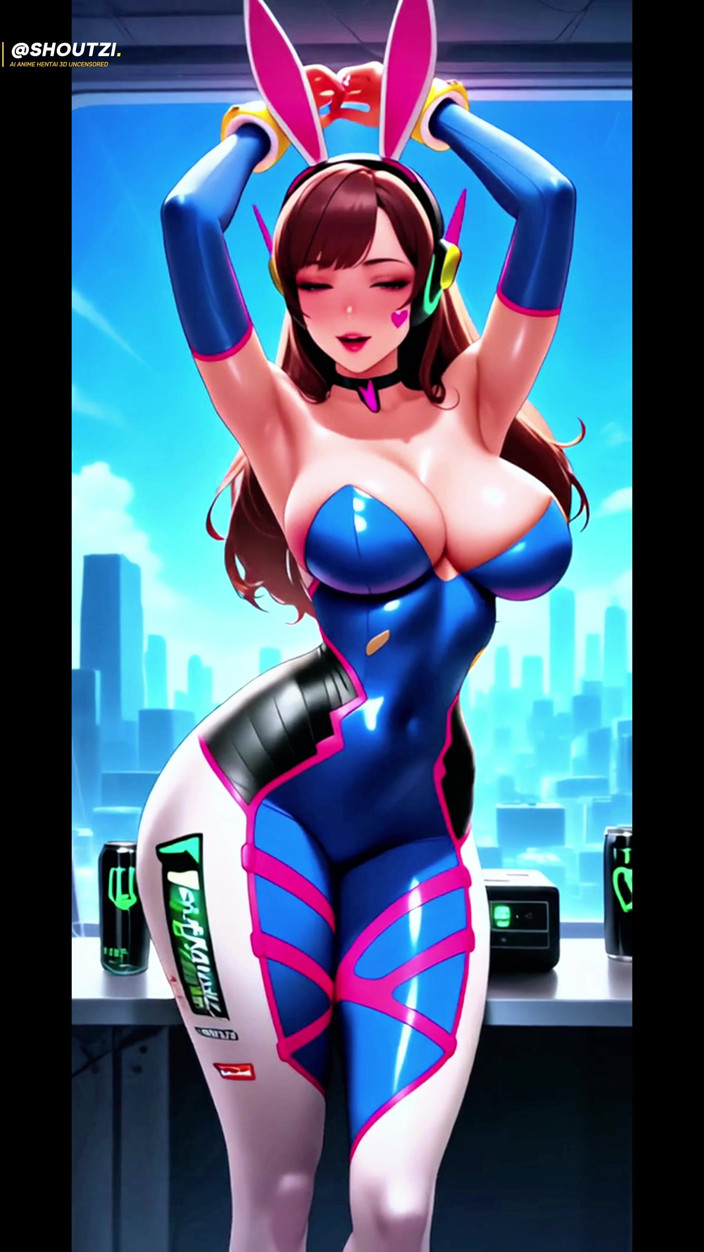 Shoutzi Anime Hentai3D Uncensored: D.va Explode De Prazer Em Ahegao, Pingando Da Boca Enquanto...