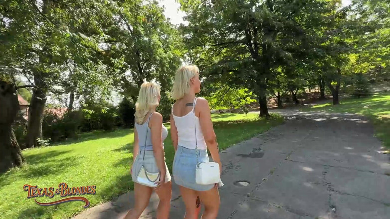 Texas and blondes: Pan Texas dostaje park blowjob przed apartamentem trójkąt kremówka!