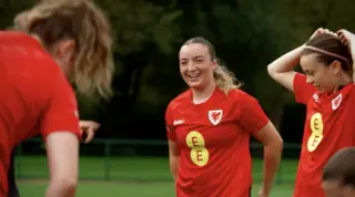 Wales players talking