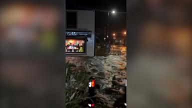 The flooded high street outside Geraldo's in Largs