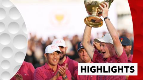 US captain Brandt Snedeker lifting the Presidents Cup