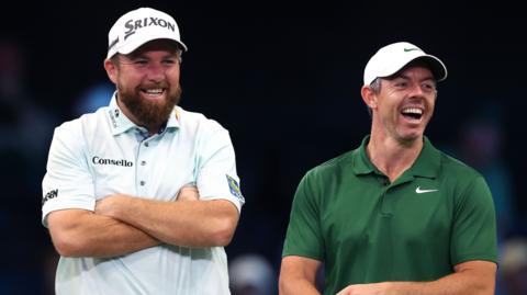 Shane Lowry and Rory McIlroy at a TGL event