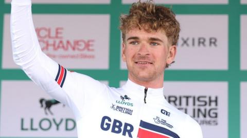 Ben Wiggins is awarded the Combativity Award on day five of the 2026 Tour of Britain
