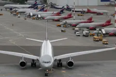 Các máy bay của các hãng Aeroflot Russian Airlines và Rossiya Airlines tại sân bay quốc tế Moscow-Sheremetyevo