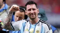 Lionel Messi in action for Argentina