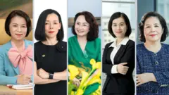 Từ trái sang: các bà Phạm Thu Hương, Nguyễn Bạch Điệp, Đặng Huỳnh Ức My, Nguyễn Thị Hoa, Mai Kiều Liên