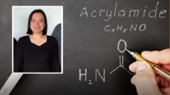 Chân dung Vương Ái Lệ và công thức hóa học của acrylamide