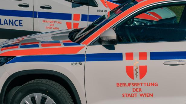 Zwei Fahrzeuge der Berufsrettung Wien.