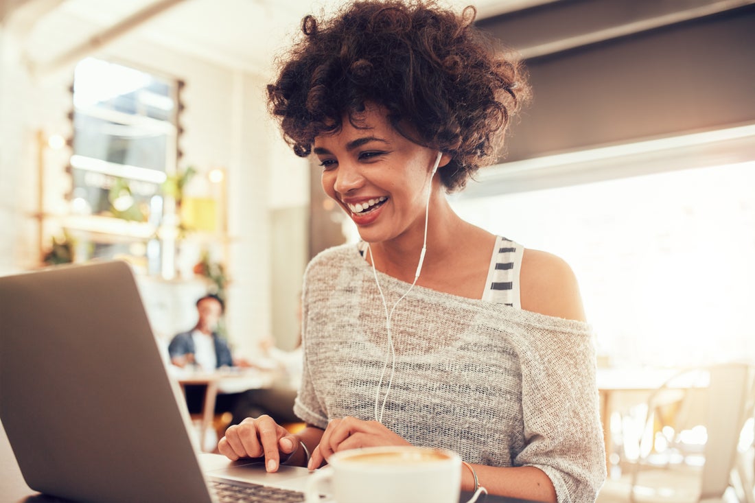 Woman working on laptop