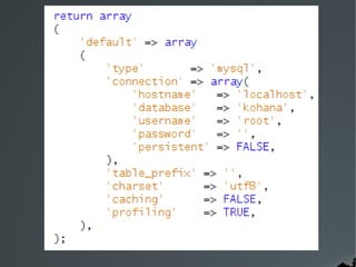 Database Config (cont.)
application/config/database.php
 