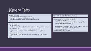 jQuery Tabs
 