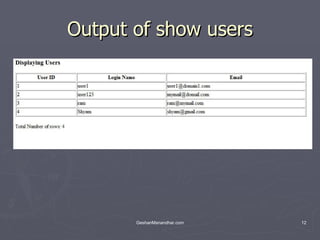 Output of show users 