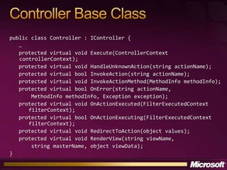 Developing ASP.NET Applications Using the Model View Controller Pattern