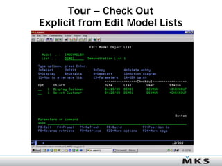 Tour – Check Out
Explicit from Edit Model Lists
 