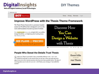 Bought ThemesDifferent Licensing and Usage TermsSingle Use, Developer, Enterprise EditionsPricing reflects flexibility of usage and provided functionalityProvide Out of the Box Design and FunctionalityEnable easy cutomisation of Themes without having to handcraft CSS code Provide in-built plugin functionality for SEO, Backups, No-follows, Google Analytics, JQuery Sliders, Security etc..Provide multiple theme templates to facilitate creation of Content Management Systems