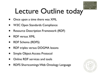 Open Standards for the Semantic Web: XML / RDF(S) / OWL / SOAP