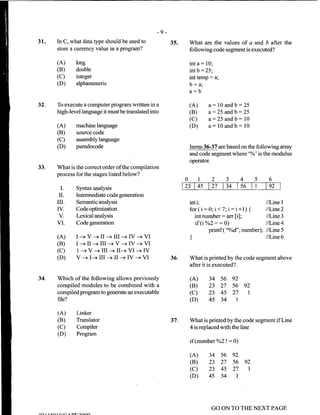2009 CAPE Computer Science Unit 1 Paper 1