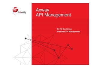 Axway
API Management
David Soulalioux
PreSales API Management
 
