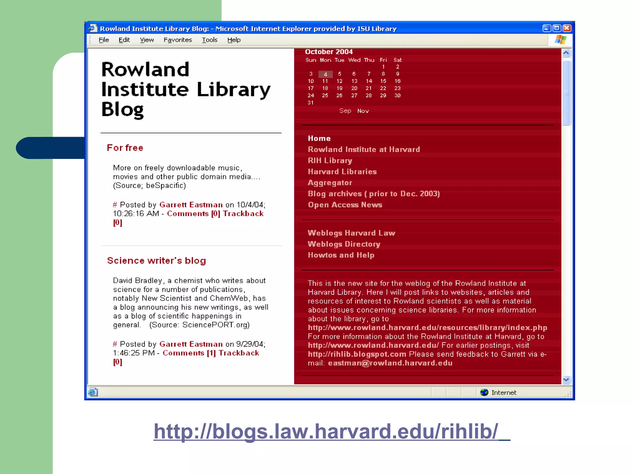 http://blogs.law.harvard.edu/rihlib/
 