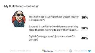 4 Milestones on the Path to Efficient DevOps Web: perfectomobile.com Twitter: @perfectomobile
My Build failed – but why?
 