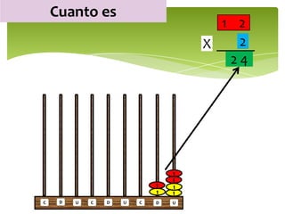 Cuanto es
                                       1 2
                                     X   2
                                        24




                                 1
                                 1
                             1   1
                             1   1
C    D   U   C   D   U   C   D   U
 