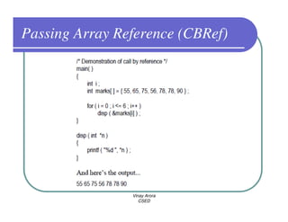 Passing Array Reference (CBRef)




                Vinay Arora
                   CSED
 