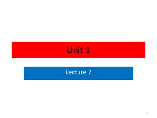 Unit 1
Lecture 7
2
 