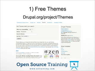 1) Free Themes
Drupal.org/project/Themes
 