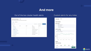 Custom alerts for any indexOut of the box cluster health alerts
And more
 