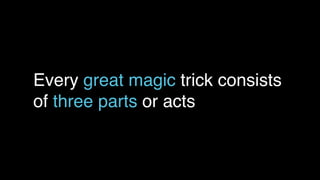 Every great magic trick consists
of three parts or acts
 