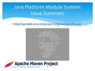  http://openjdk.java.net/projects/jigsaw/spec/issues/
48
Java Platform Module System:
Issue Summary
 