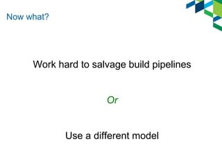 Now what?

Work hard to salvage build pipelines

Or

Use a different model

 