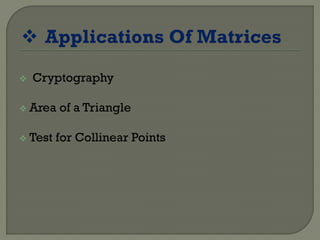  Cryptography
 Area of a Triangle
 Test for Collinear Points
 