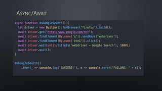 Async webdriverjs