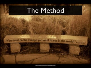 The Method




  http://www.ﬂickr.com/photos/wonderlane/2090966628/sizes/l/
 