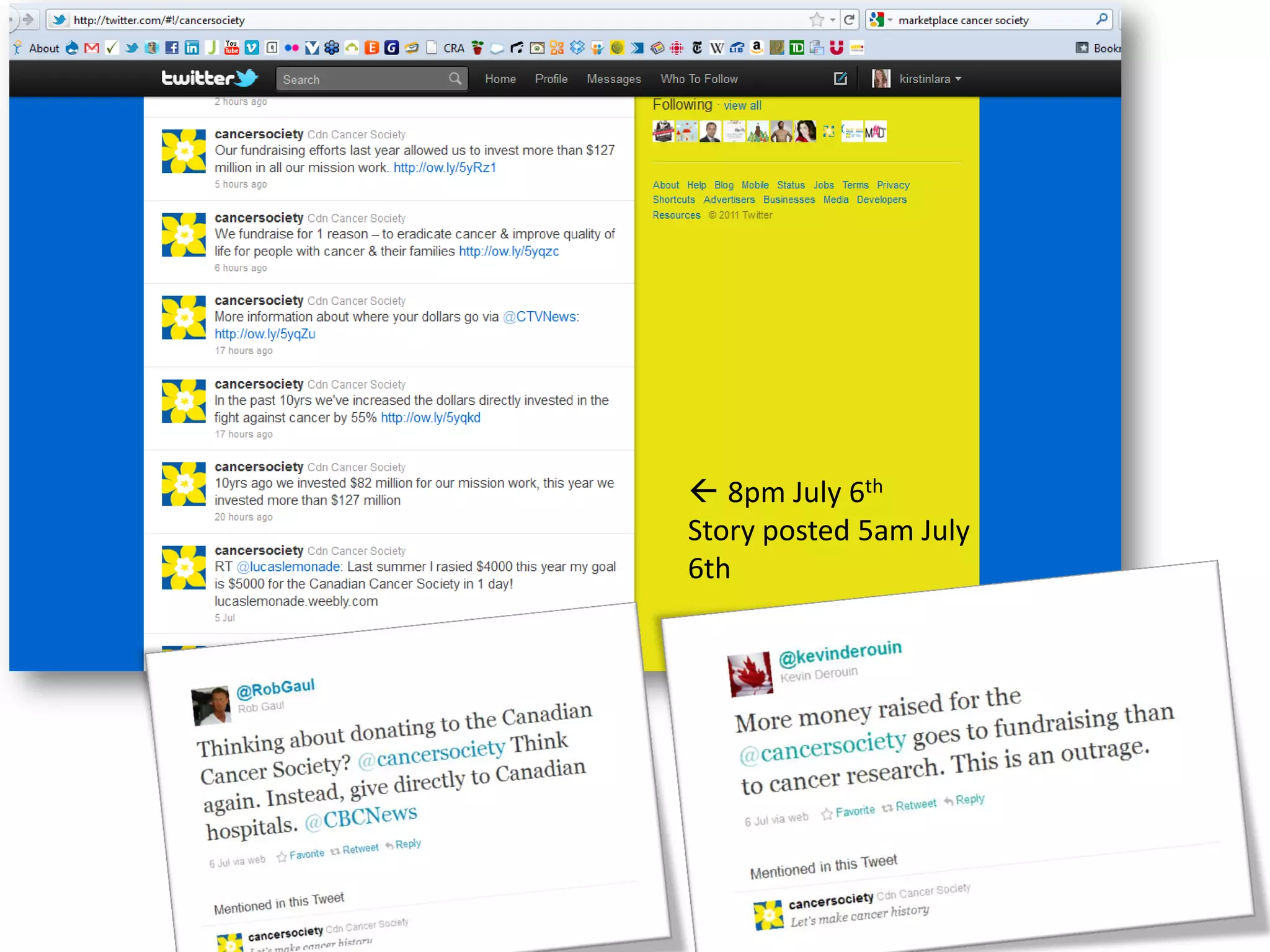  8pm July 6th
Story posted 5am July
6th
 