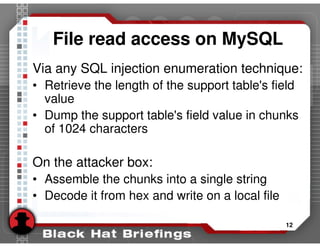 Advanced SQL injection to operating system full control (slides)