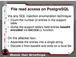 Advanced SQL injection to operating system full control (slides)